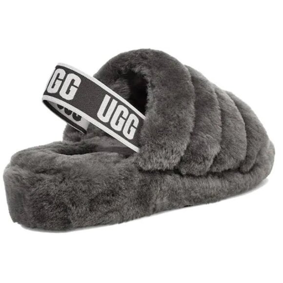 NO BOX Ugg Women's 'Fluff Yeah' Slide Sandals Charcoal Size 7 $150 5C186 - Picture 3 of 6